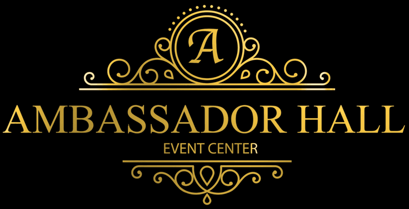 Ambassador Hall logo — Ambassador Hall provides beautiful event spaces for up to 400 guests,with all-inclusive packages and a team dedicated to making every event stress free and memorable.